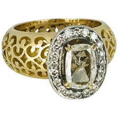 Vintage Edwardian Filigree 1.25 Carat Cushion Cut Diamond, Gold and Platinum, circa 1935