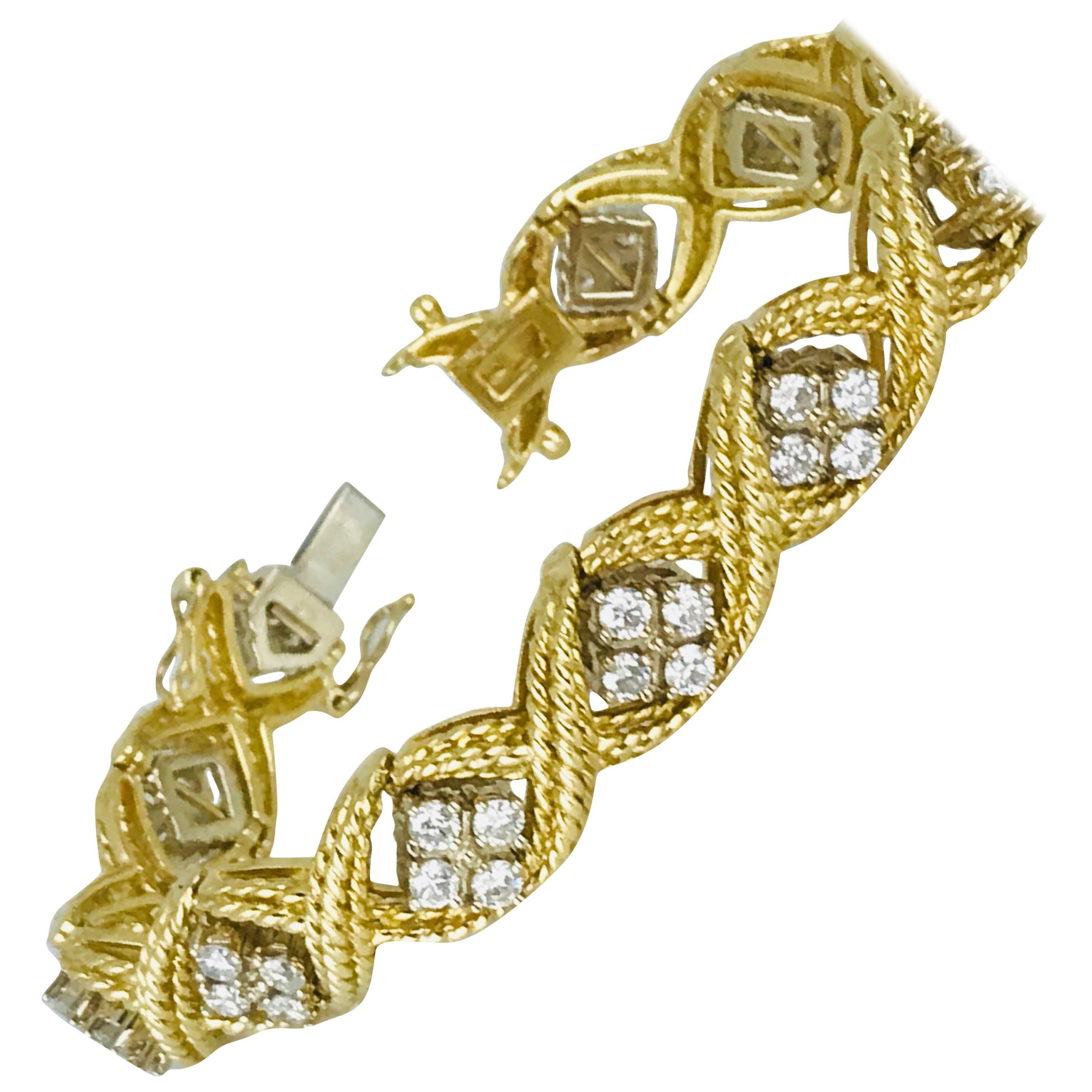 Midcentury, Diamond Link Bracelet with 3.00 Carat Total Weight For Sale