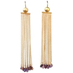 Chandelier Gold-Plated Fringe Briolè Tourmaline Drops Earring