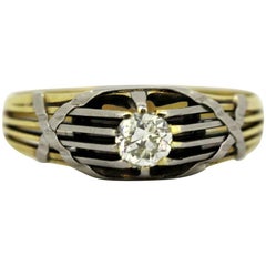 Antique French Art Deco 18 Karat Gold Men’s Ring with Diamond '0.33 Carat'