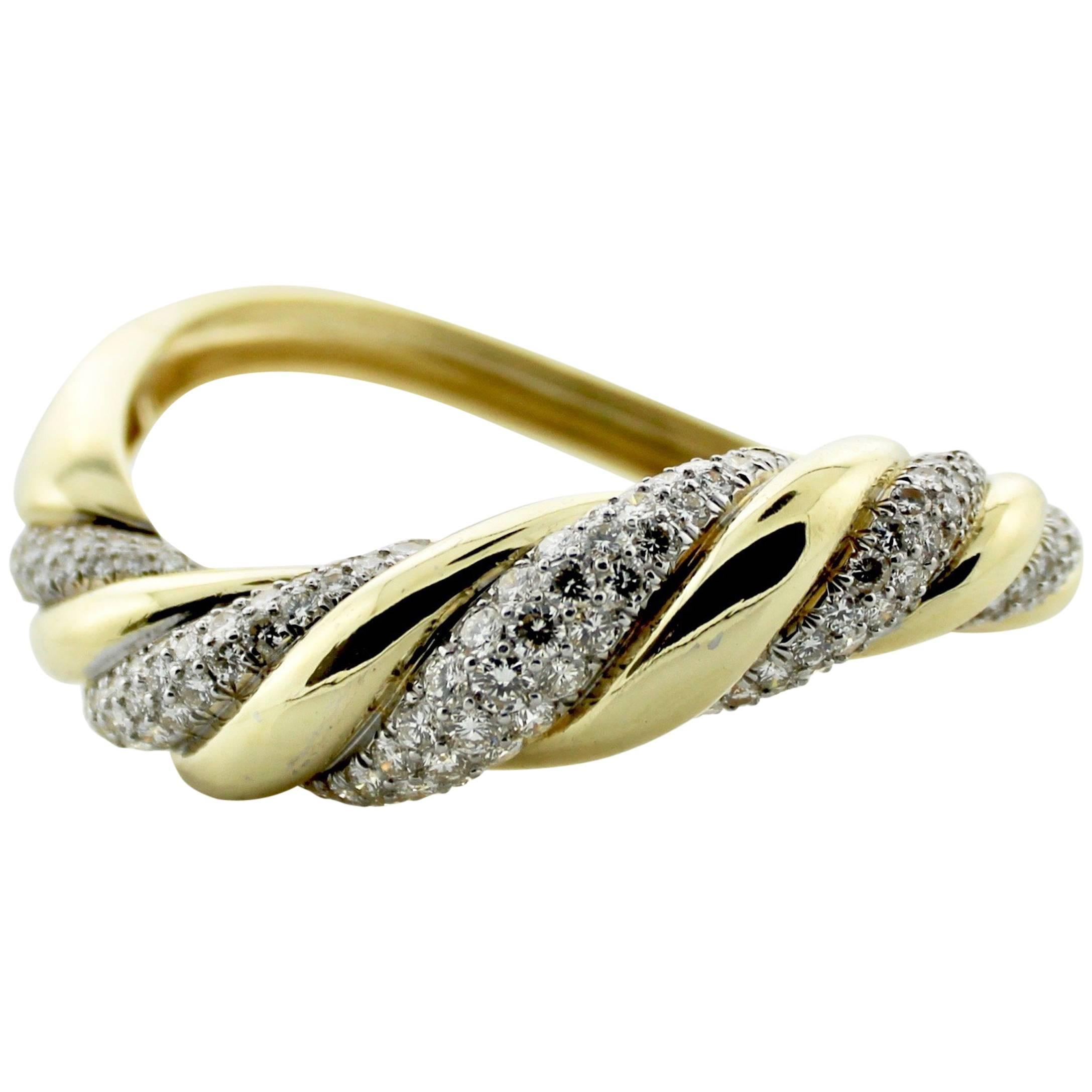 18 Karat Yellow Gold Diamond Bangle Bracelet For Sale