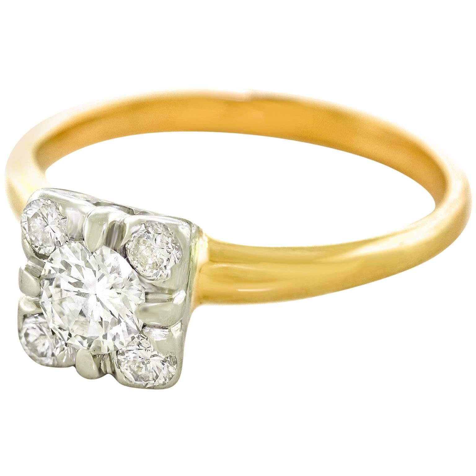 Retro Forties Diamond and Gold Engagement Ring