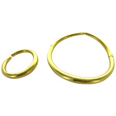 1980s Ilias Lalaounis Yellow Gold Bangle Bracelet and Torc Necklace