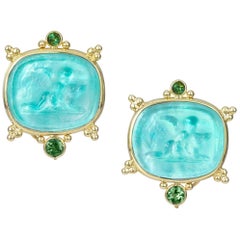 Mazza Venetian Glass Earrings with Green Tourmaline