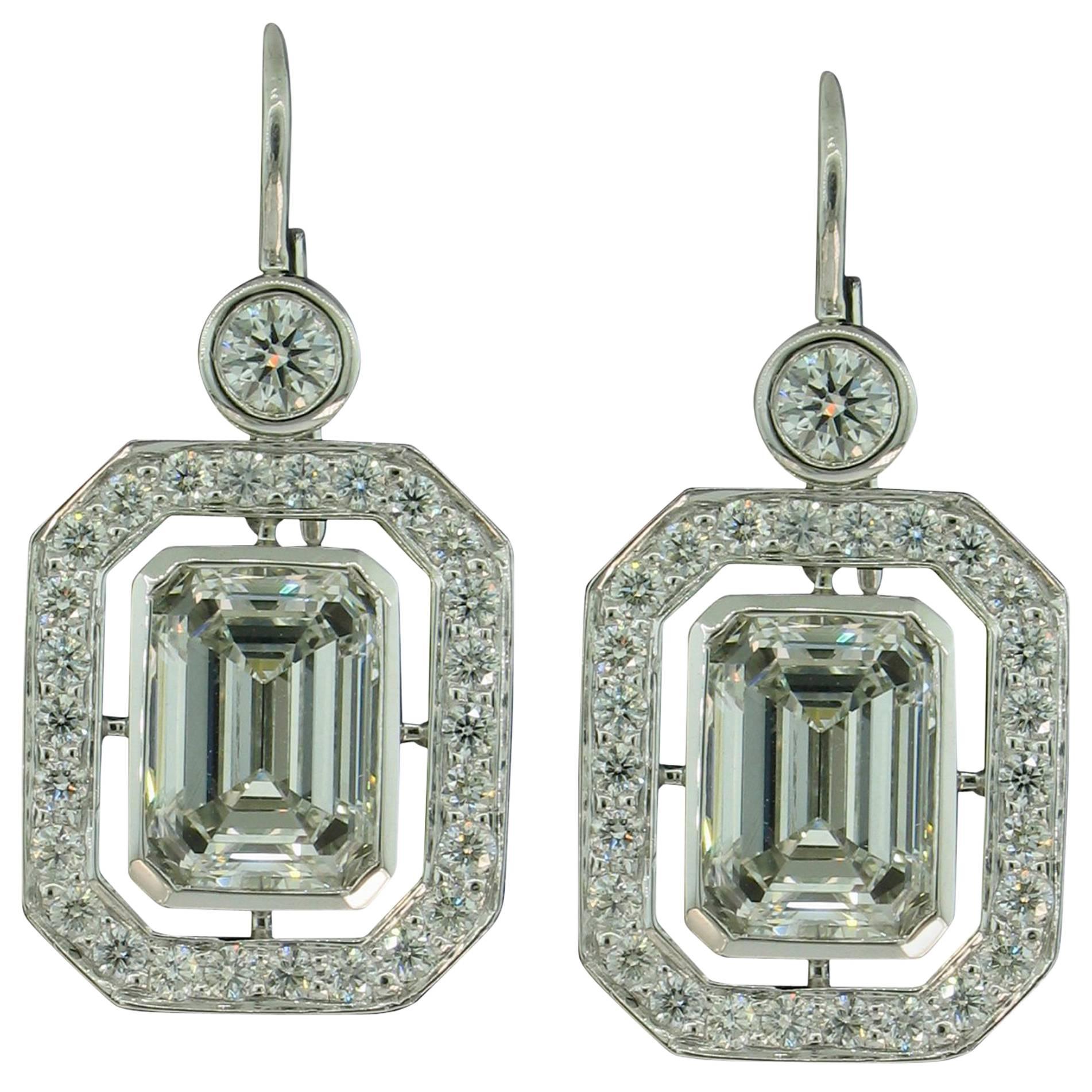 Emerald Cut Diamond Earrings in Platinum