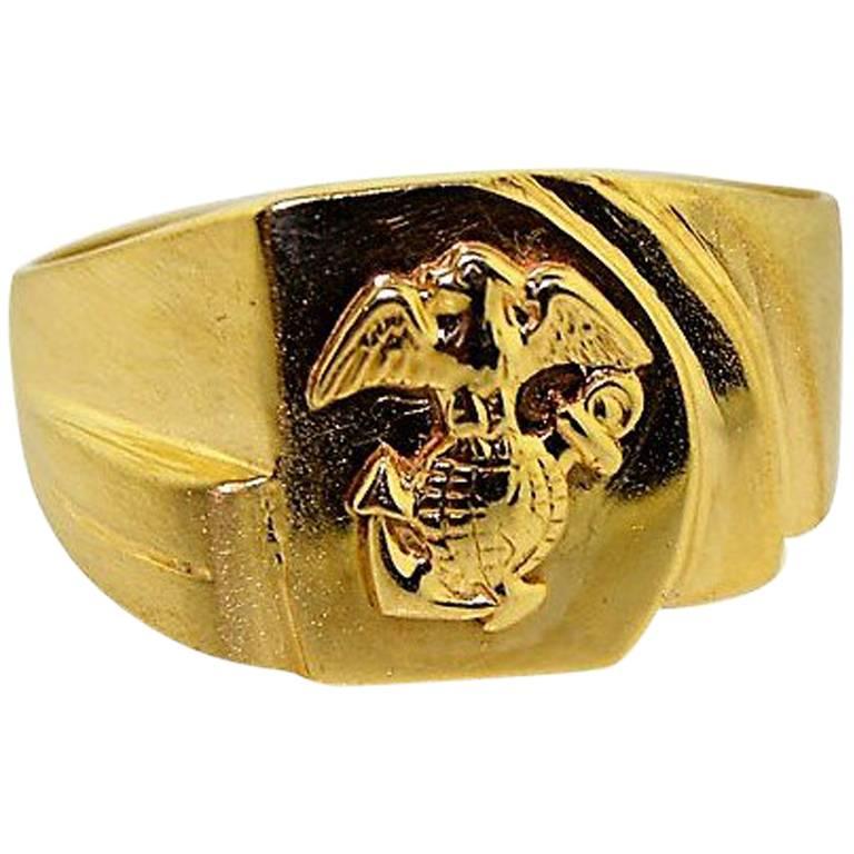 Military Insignia Rings United States Marines Sergeant Major Ring, 10k Gold Military Diamonds ...