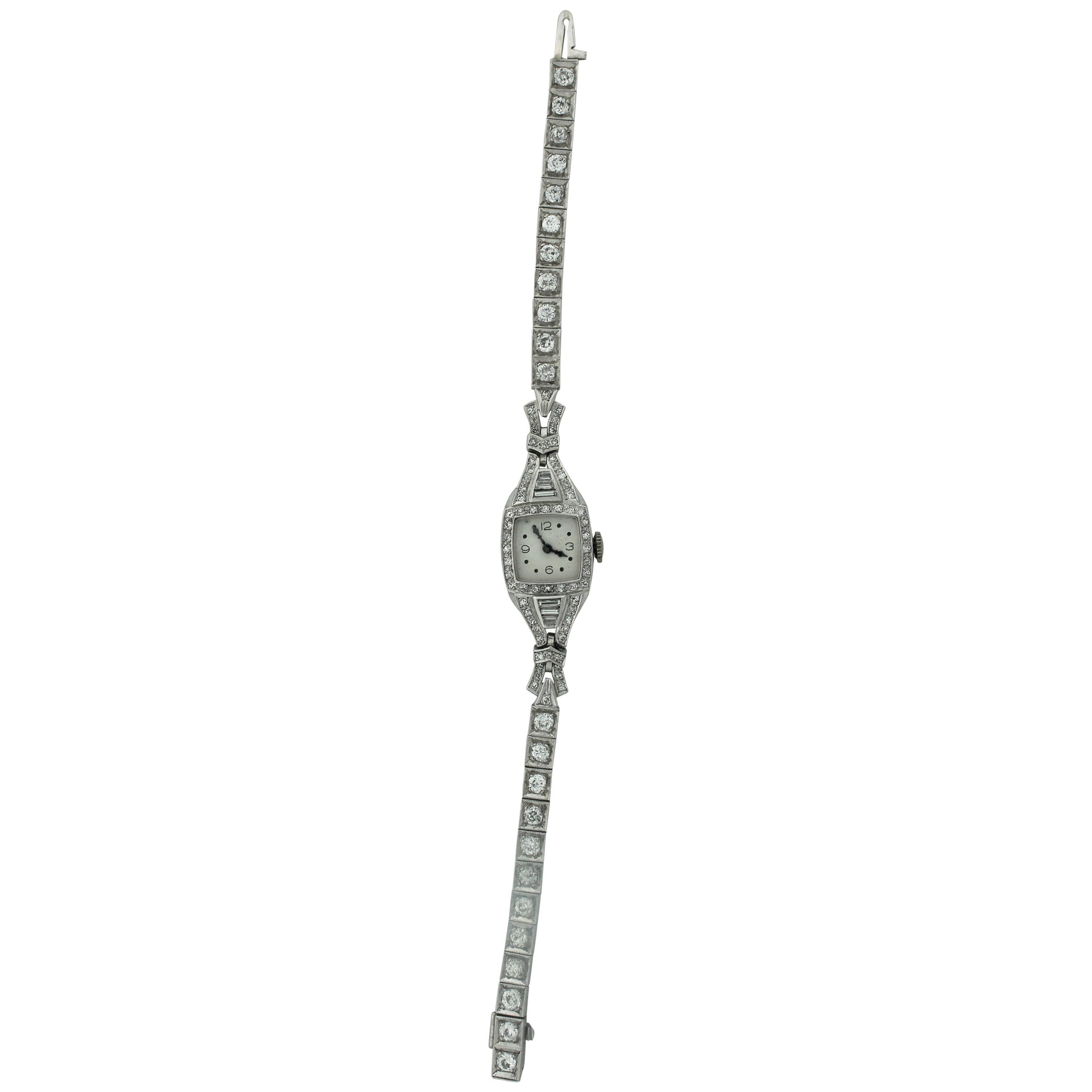 Orologio Elgin con diamanti, anni '40 circa, in platino