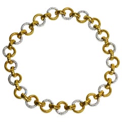 Important Large Gucci Bamboo Gold and Diamond Link Necklace