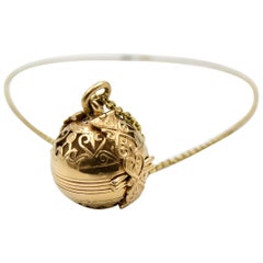 Gold Multiframe Ball Locket and Chain