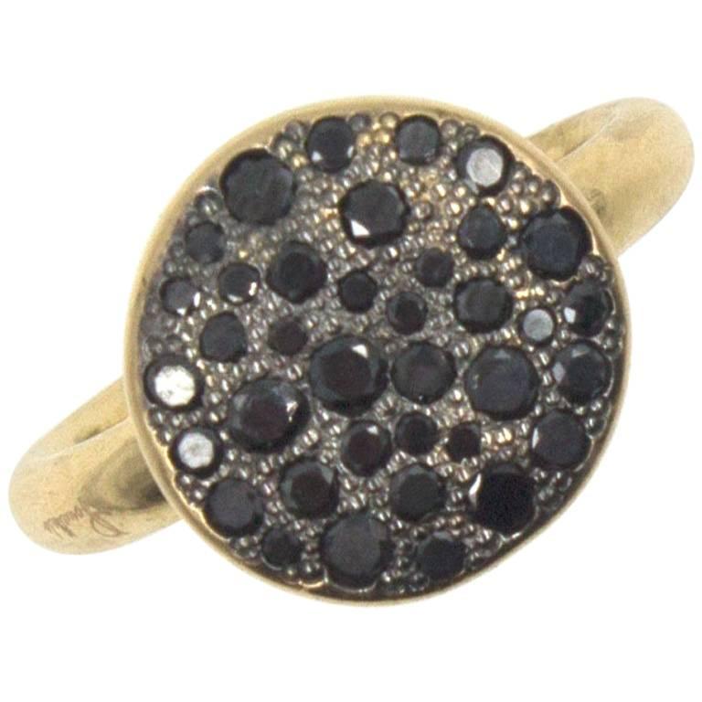 Pomellato Pave Black Diamond 18 Karat Rose Gold Ring