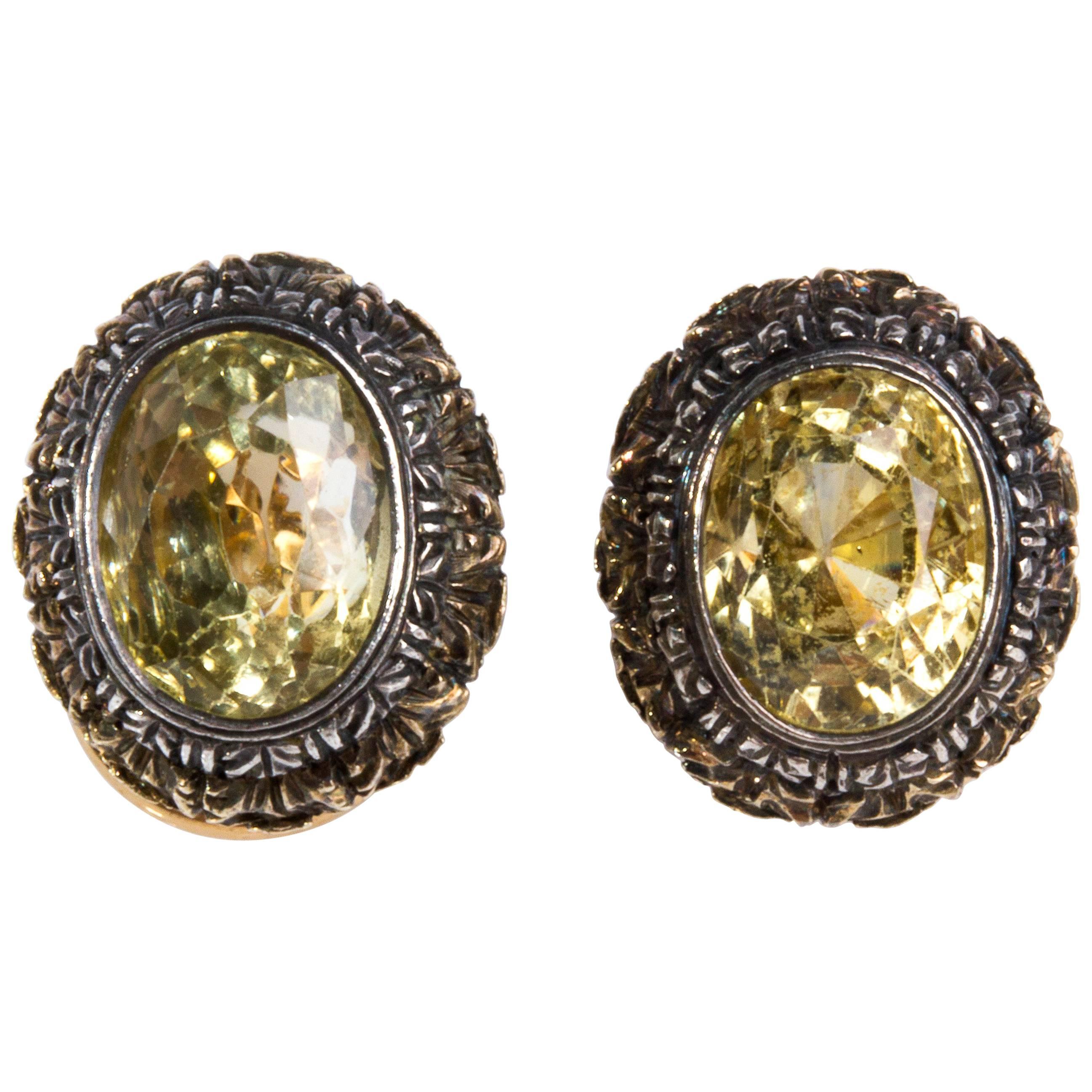 Pair of Yellow Sapphire Earrings For Sale