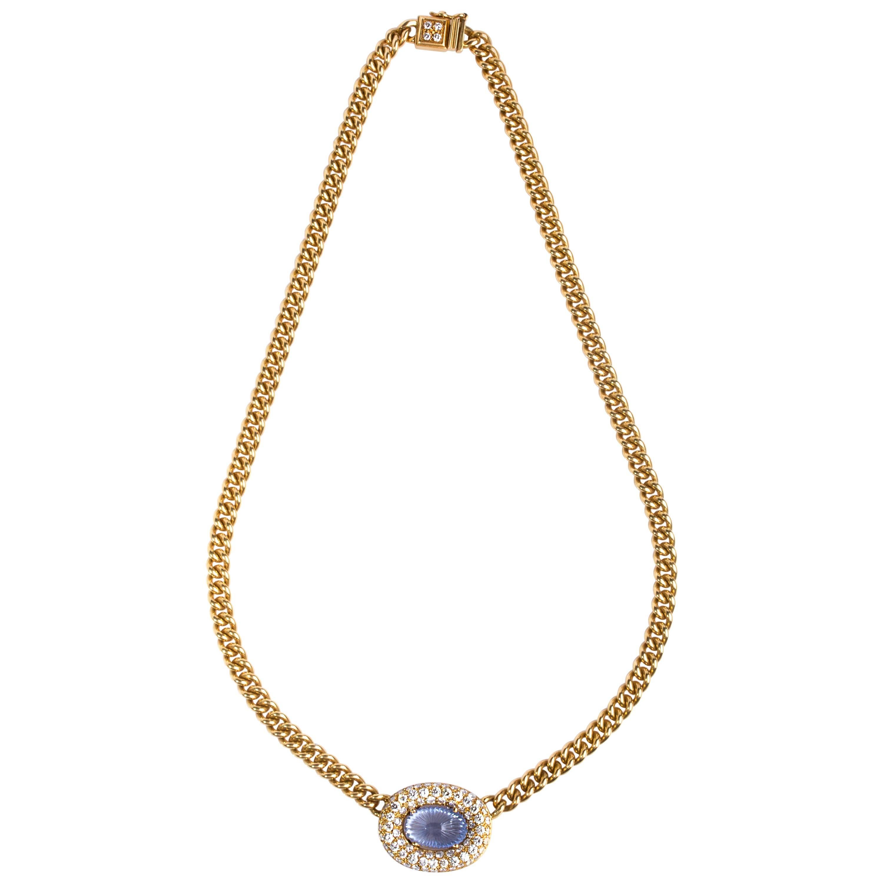 Carved Sapphire Embellished with Pavè Diamond For Sale