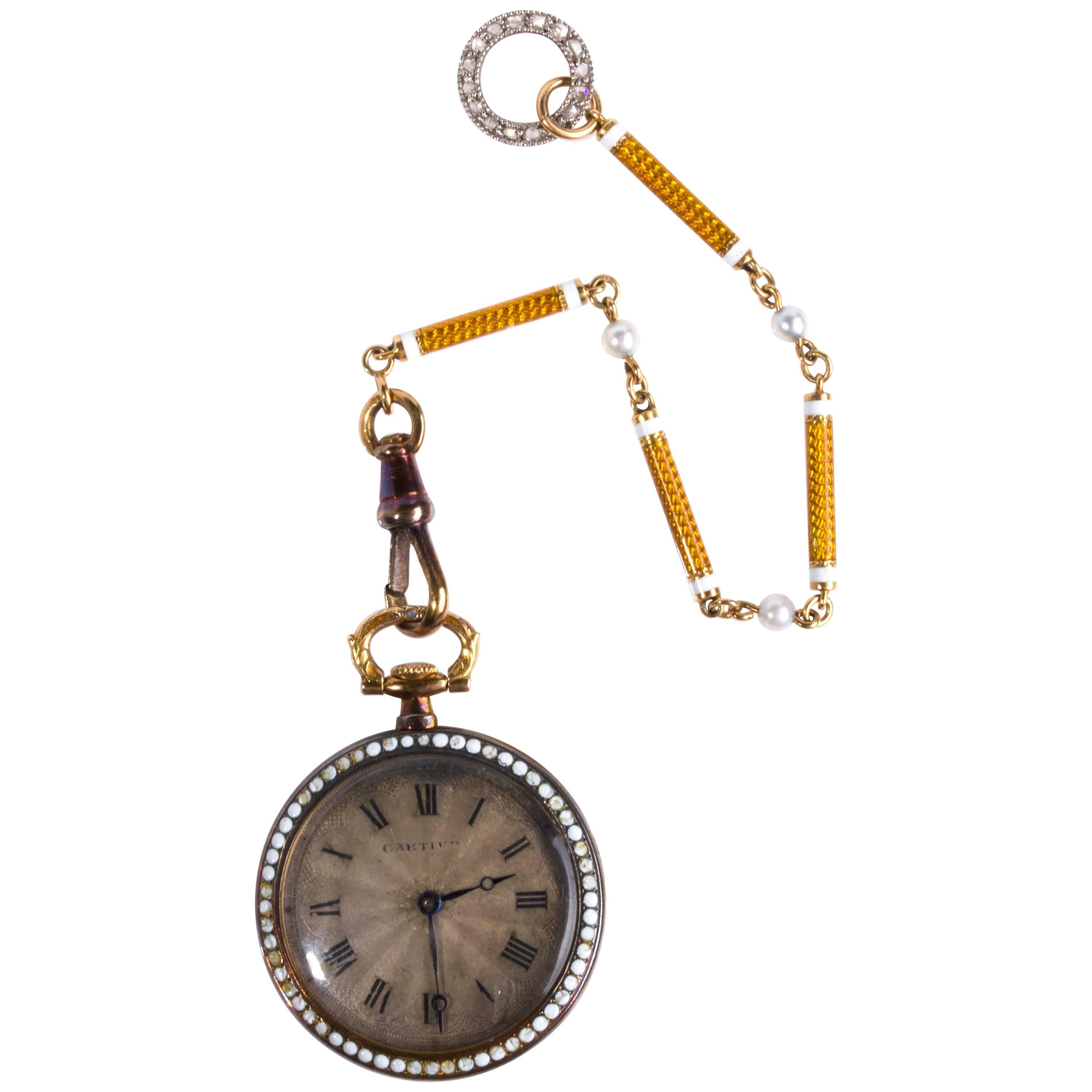 Art Deco Pocket Watch Signed Cartier For Sale