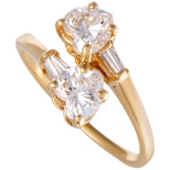 Bulgari Heart Cut Diamond Yellow Gold Bypass Ring