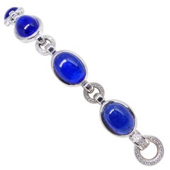 Fine Tanzanite Diamond Pavé 18k White Gold Bracelet