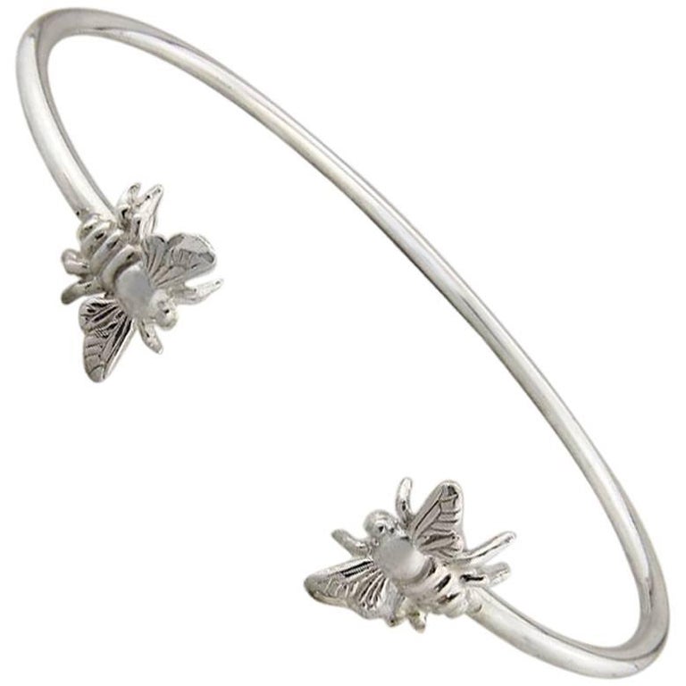 Sterling Silver Bee Bangle Bracelet For Sale at 1stDibs silver bee