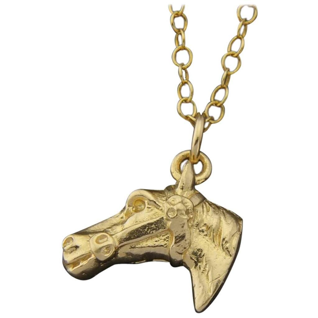  Horse Head Pendant in Solid Gold For Sale