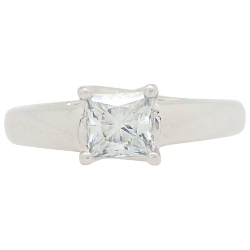 Tolkowsky 14K & Platinum .70ct Princess Cut Diamond Engagement Ring IGI CERT For Sale