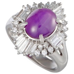 Purple Star Sapphire Diamond Platinum Ring