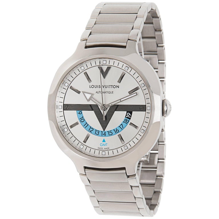 Louis Vuitton Q7D311 Men&#39;s Watch in Stainless Steel For Sale at 1stdibs