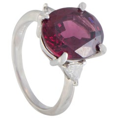 Pink Tourmaline Diamond Three-Stone Platinum Ring