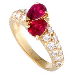 Van Cleef & Arpels Marquise Ruby and Diamond Yellow Gold Ring