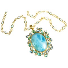 Lauren Harper Larimar Aquamarin Apatit 18 Karat Gold Edelstein Halskette