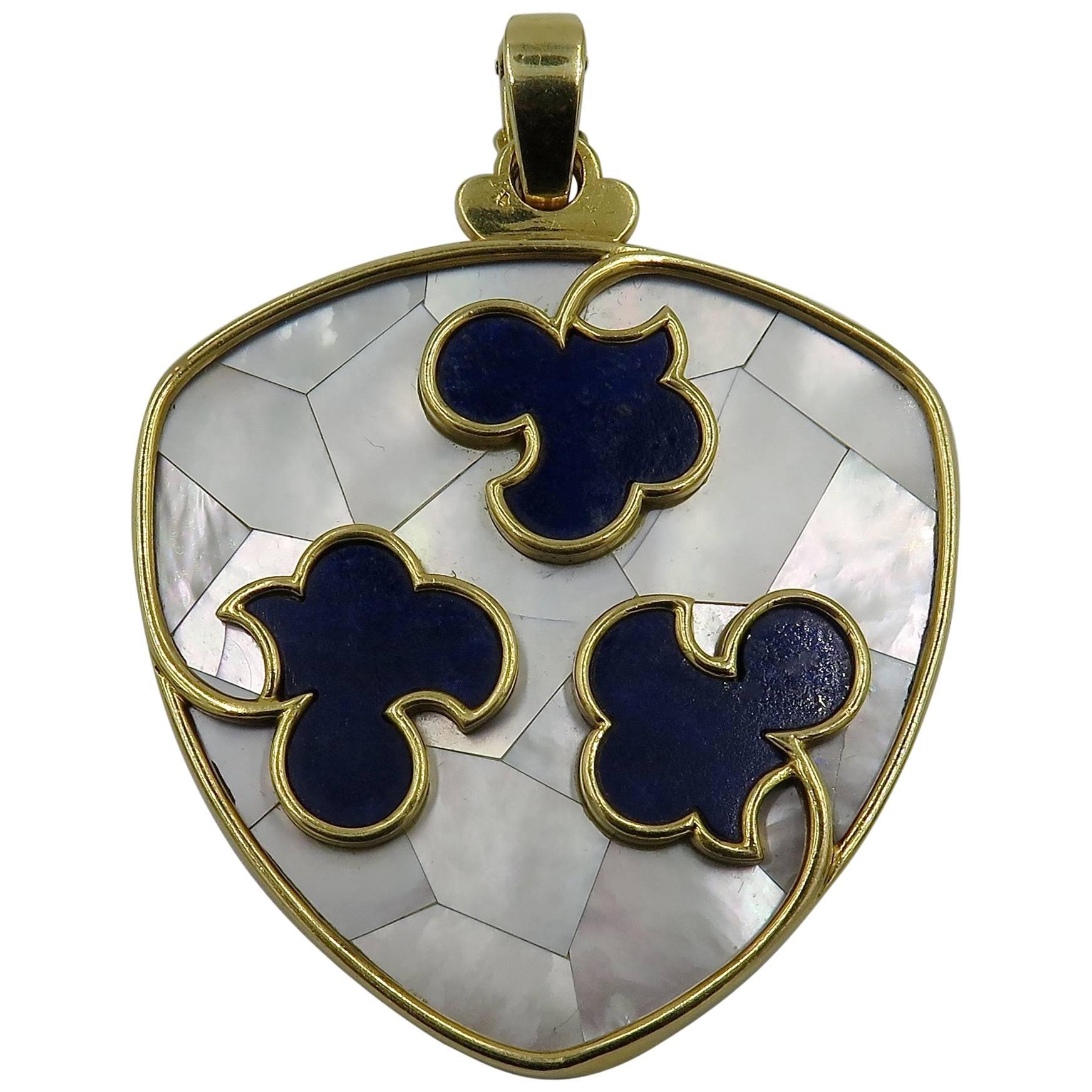 Cartier Lapis Lazuli, Mother-of-Pearl and Gold Pendant