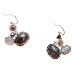 Black and White Hued 18 Karat Gemstone and Diamond Norma Earrings