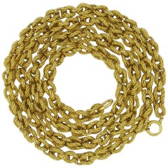 Tiffany & Co. Long Textured Gold Link Necklace