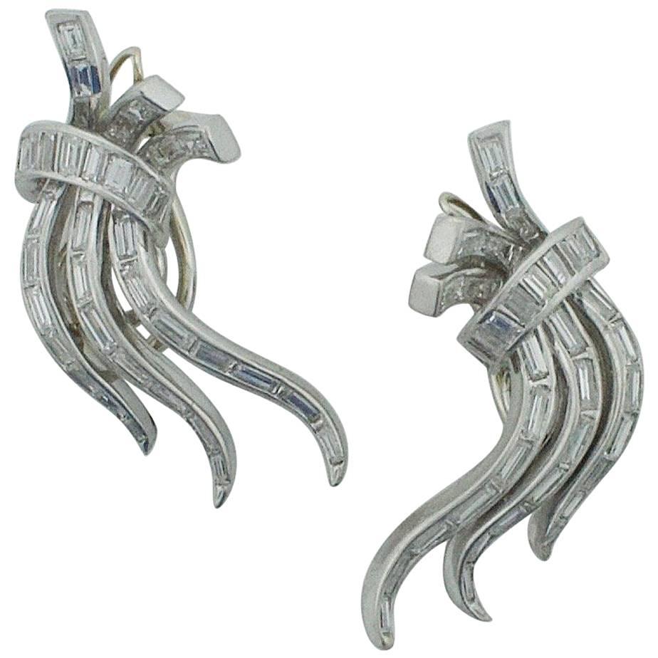 Diamond Earring in Platinum, circa 1940s