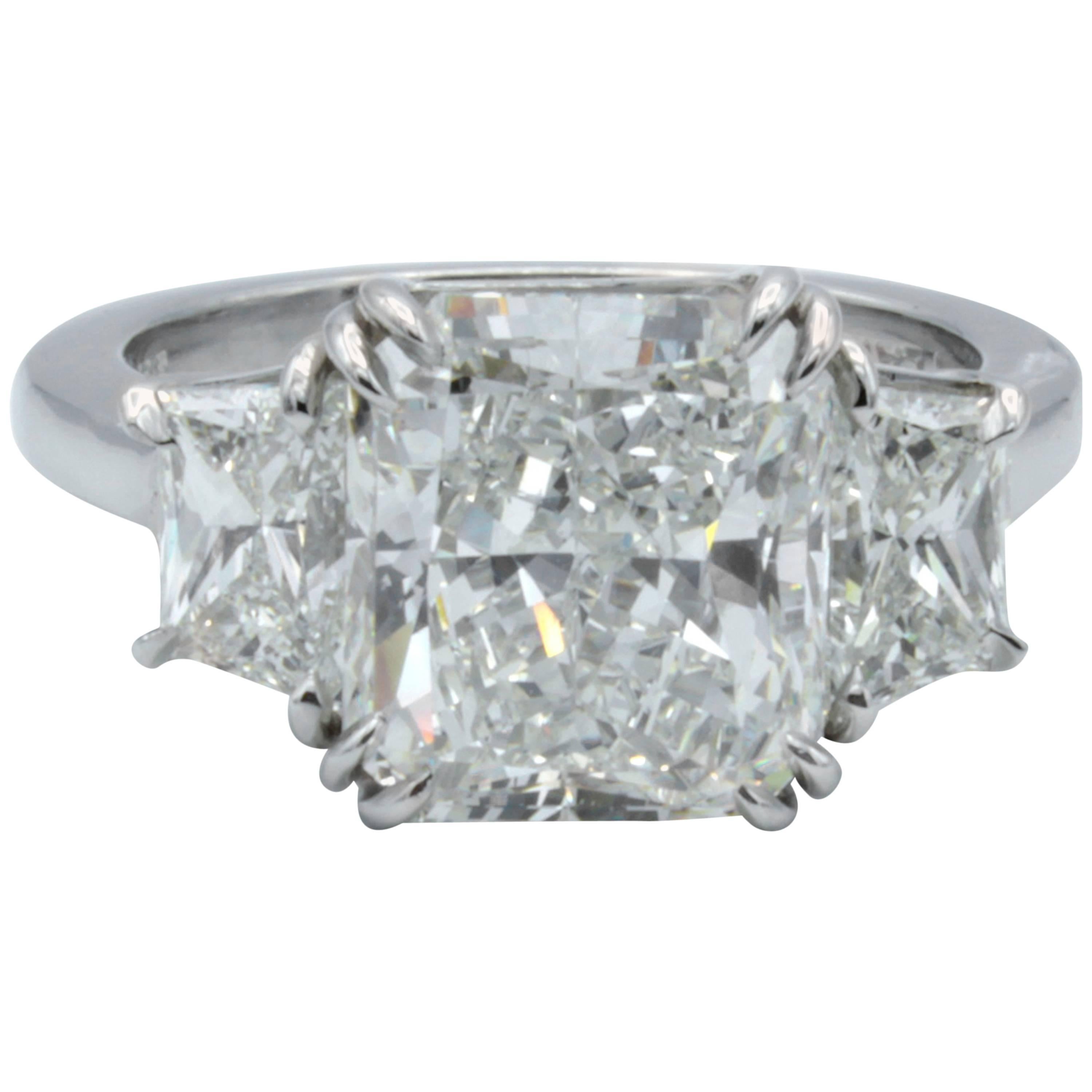 David Rosenberg 4.34 Carat Radiant Cut GIA Certified G/VS Platinum Diamond Ring