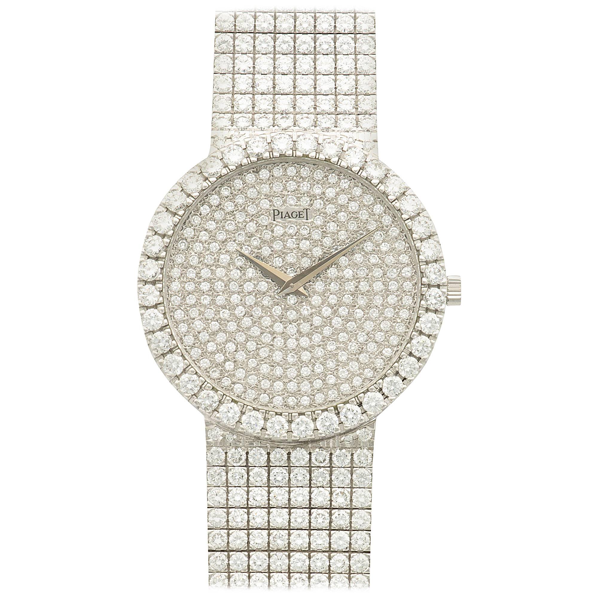 Piaget White Gold Diamond Tradition Automatic Bracelet Wristwatch