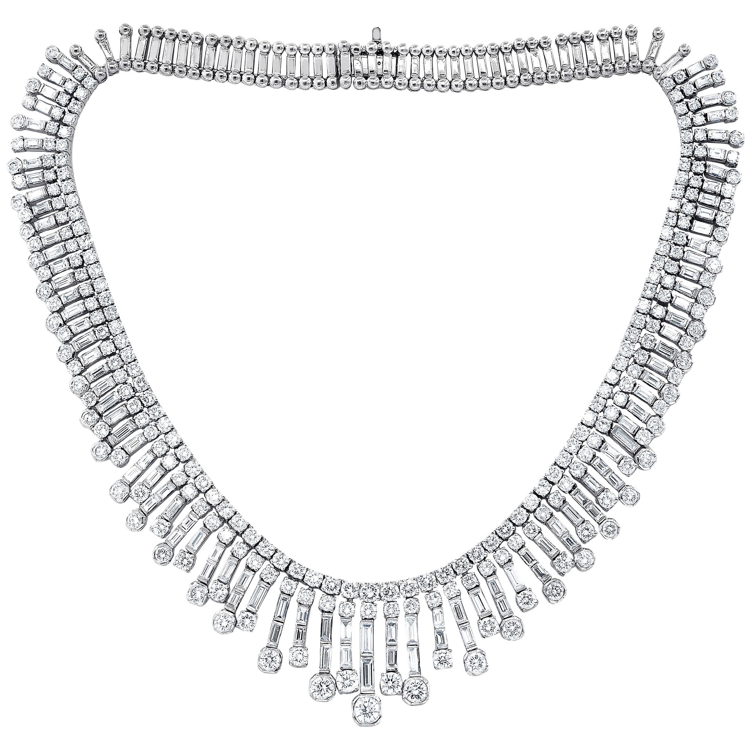 Multi-Strand Platinum 30.00 Carat Diamond Necklace