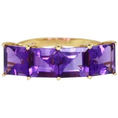 3.92 Carat Princess Cut Amethyst Ring