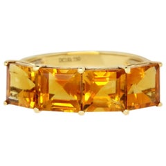 4.86 Carat Princess Cut Citrine Ring