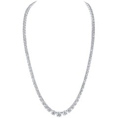 18.10 Carat TW Round Graduated Diamond Riviera Platinum Necklace