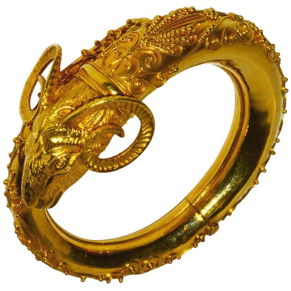 Lalaounis  Rare Amazing Large Ram GOLD Bracelet For Sale