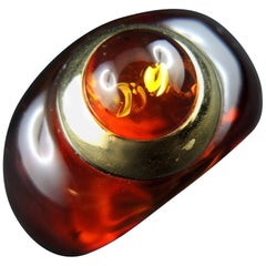 Vintage Ring with Gold Amber and Resin