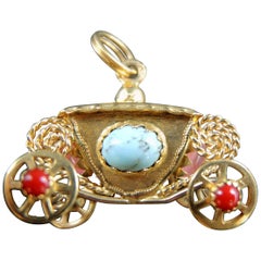 Vintage Rolling Coach Pendant with Colored Stones, circa 1970