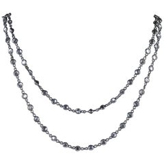 Antique Victorian Silver Chain Necklace Crystal, circa 1900