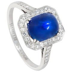 Tiffany & Co. 3.80 Carat Sugarloaf Kashmir Sapphire Diamond Art Deco Ring 