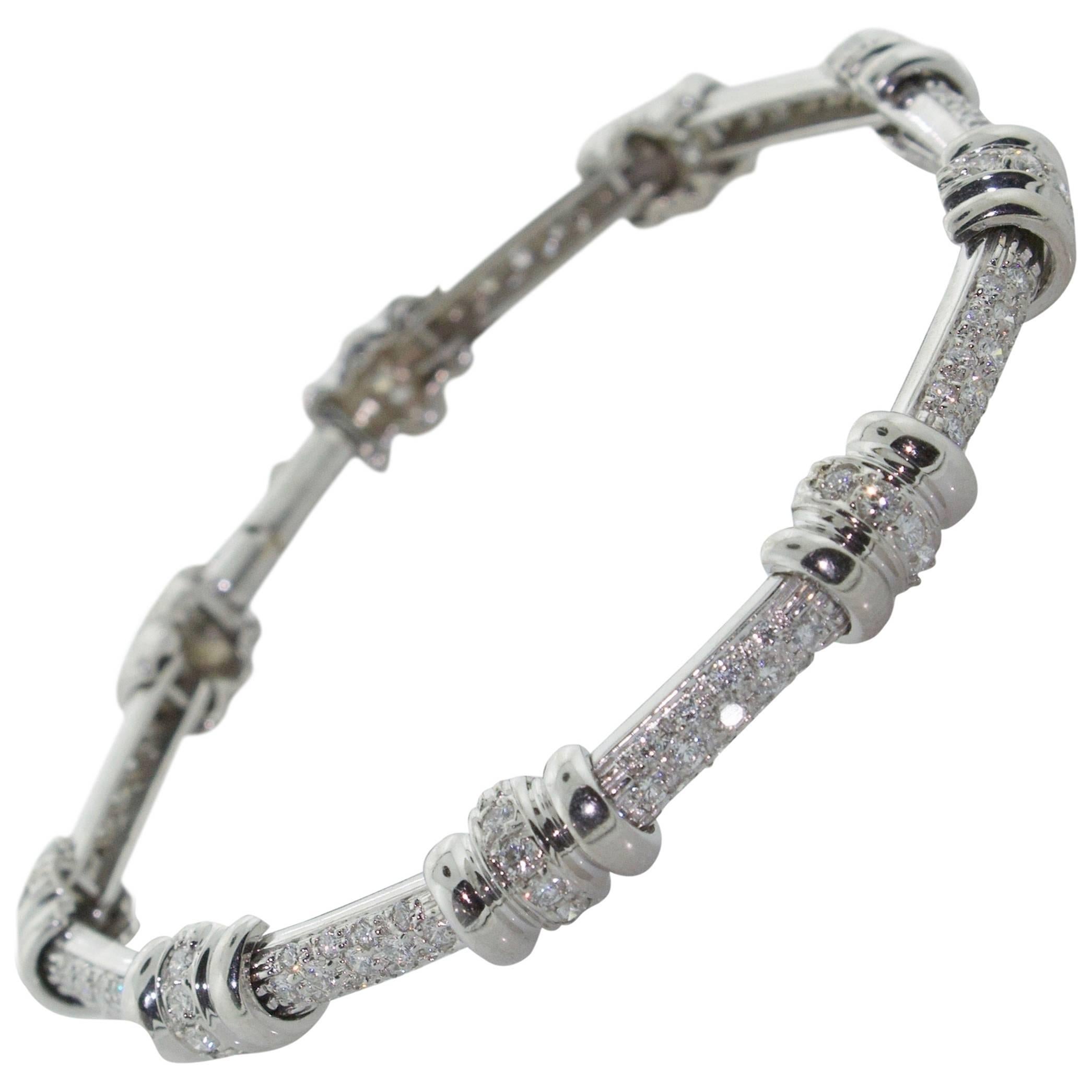 Diamond Tennis Style Bracelet in 14 Karat White Gold