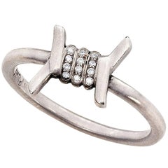 Wendy Brandes Smooth Barbed Wire Stacking Diamond and Platinum Ring