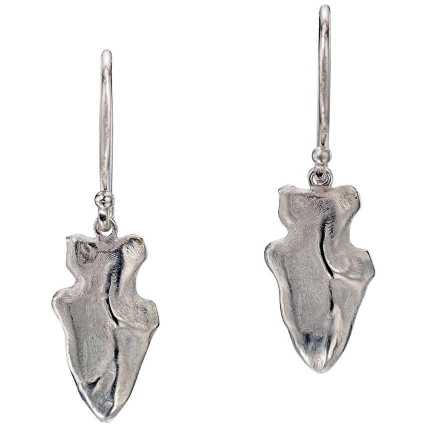 Wendy Brandes Arrowhead Drop Earrings in Platinum With Satin Finish