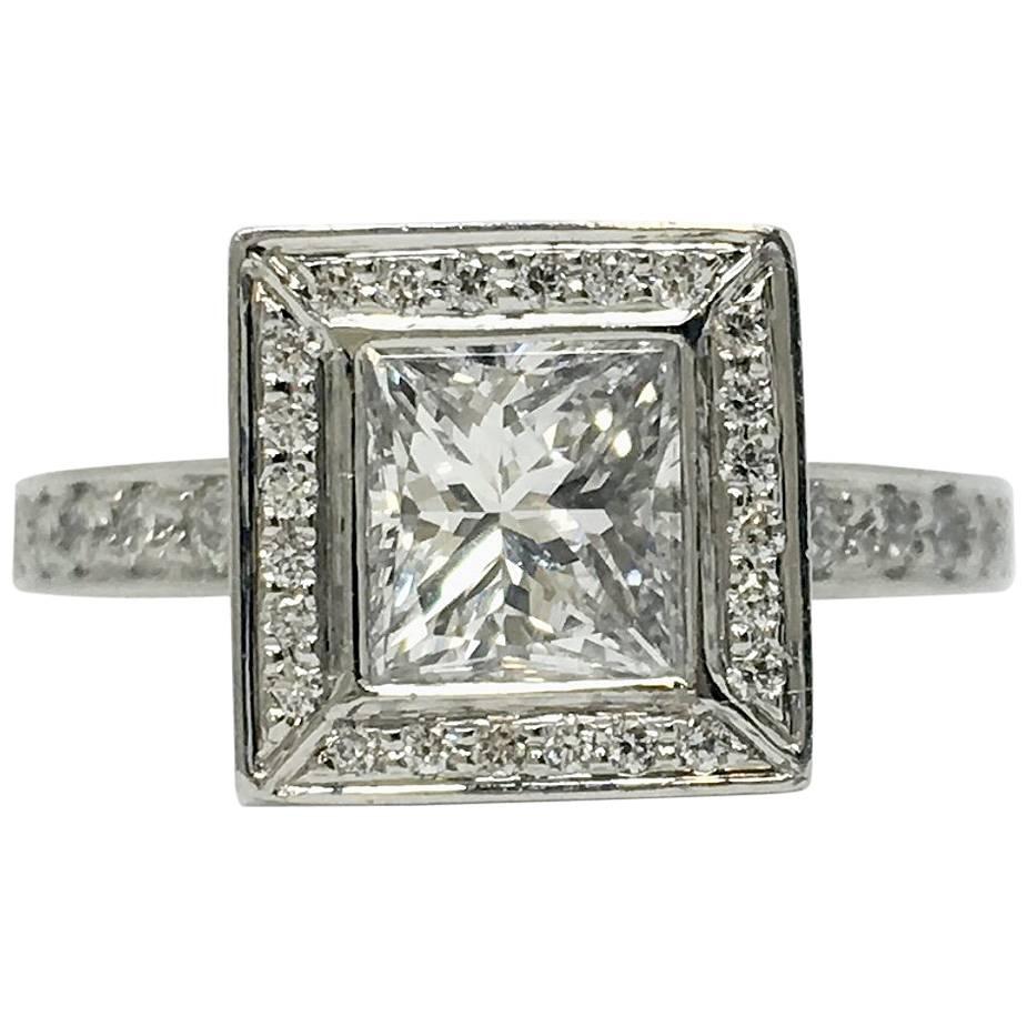 Chris Correia Platinum 1 Carat Princess Diamond Ring For Sale