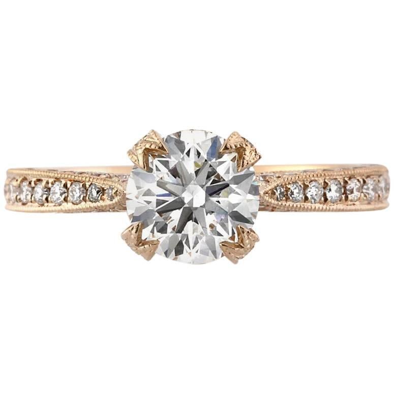 Mark Broumand 1.95 Carat Round Brilliant Cut Diamond Engagement Ring For Sale