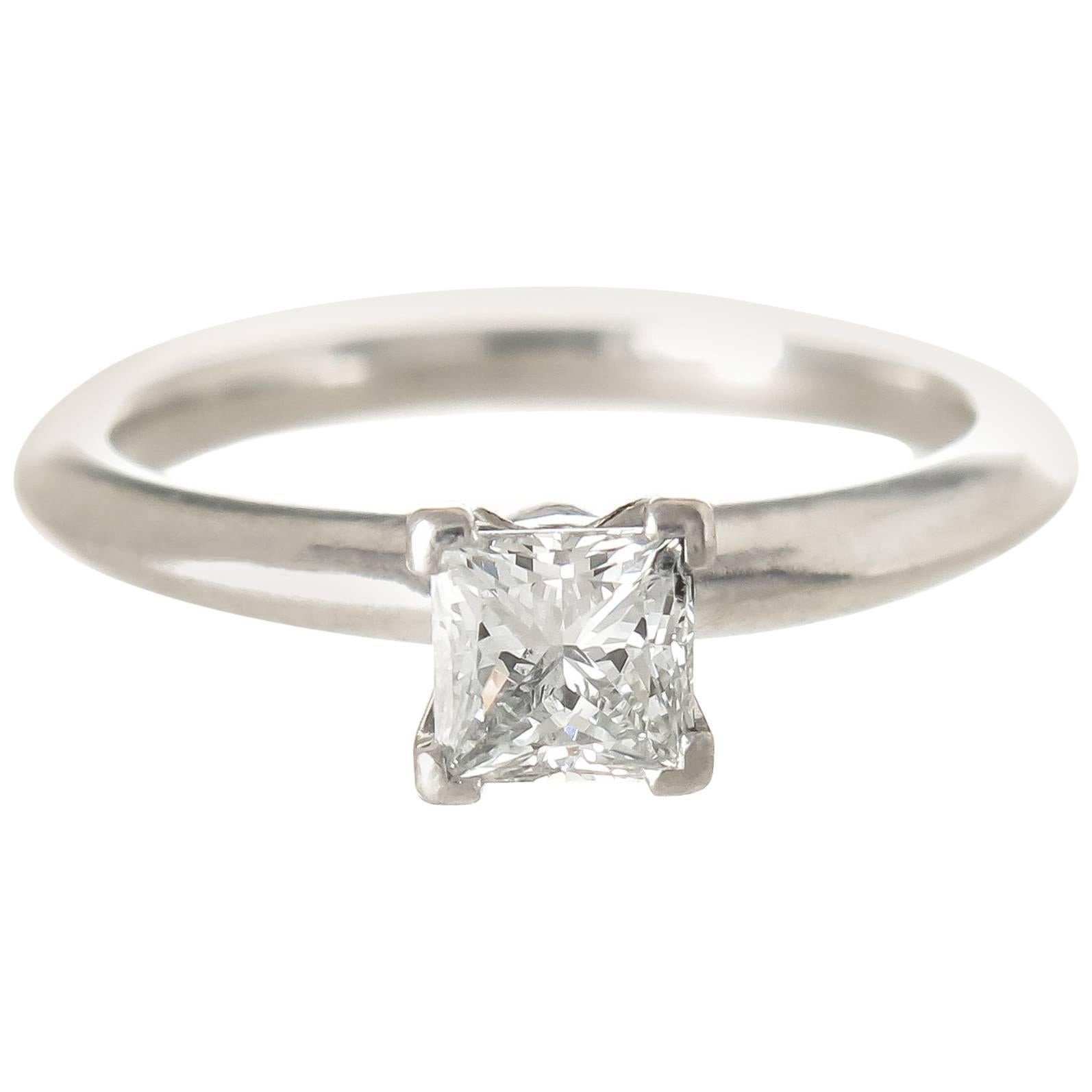 Tiffany & Co. Platinum and Princess Cut Diamond Engagement Ring
