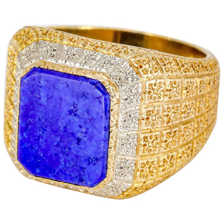 Mario Buccellati Lapis Lazuli and Gold Men’s Ring For Sale at 1stDibs