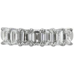 Mark Broumand 2.20 Carat Emerald Cut Diamond Wedding Band in 18 Karat White Gold